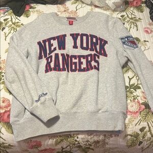 Mitchell & Ness New York Rangers Gray Crewneck Sweater